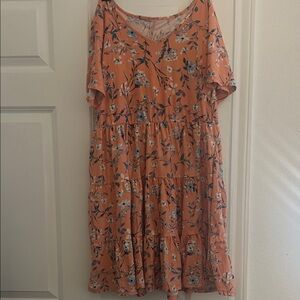 Just Be Orange Floral Midi Dress